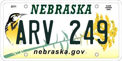 NE license plate ARV249