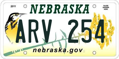 NE license plate ARV254