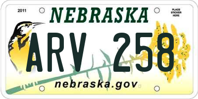 NE license plate ARV258