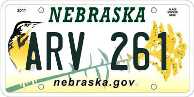 NE license plate ARV261