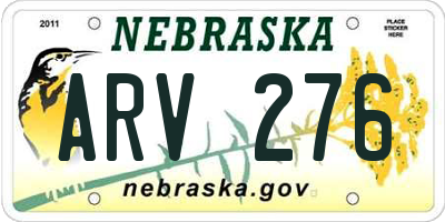 NE license plate ARV276
