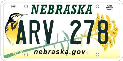NE license plate ARV278