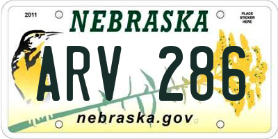 NE license plate ARV286