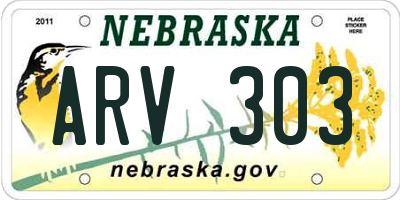 NE license plate ARV303