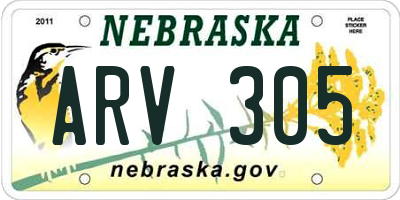 NE license plate ARV305