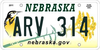 NE license plate ARV314