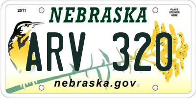 NE license plate ARV320