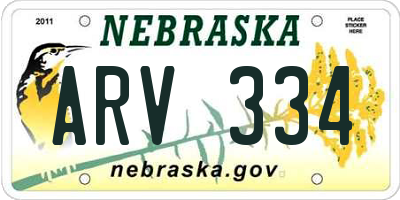 NE license plate ARV334