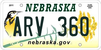 NE license plate ARV360