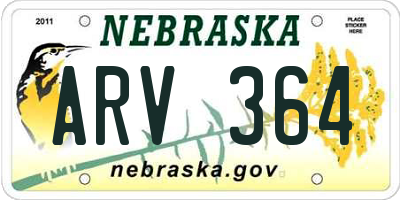 NE license plate ARV364