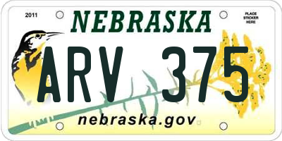NE license plate ARV375