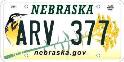 NE license plate ARV377