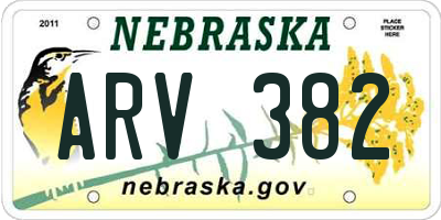 NE license plate ARV382