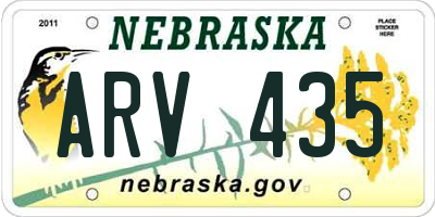 NE license plate ARV435
