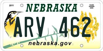 NE license plate ARV462
