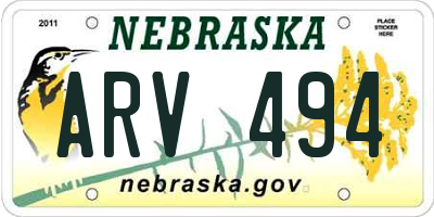 NE license plate ARV494