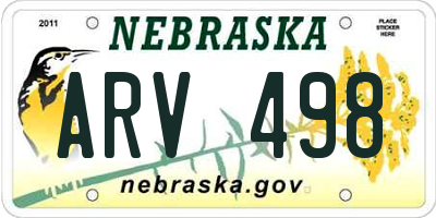 NE license plate ARV498