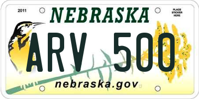NE license plate ARV500