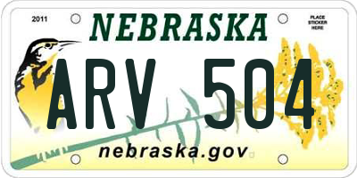 NE license plate ARV504