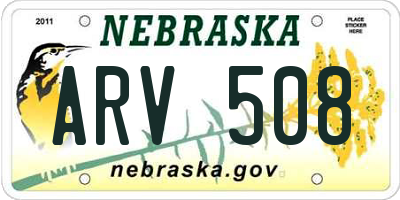 NE license plate ARV508