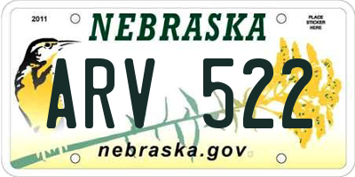 NE license plate ARV522