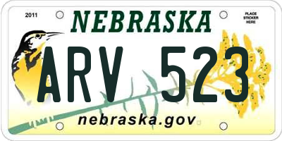NE license plate ARV523