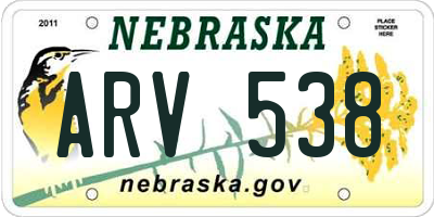 NE license plate ARV538