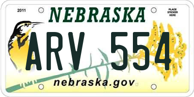 NE license plate ARV554