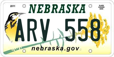 NE license plate ARV558