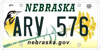 NE license plate ARV576