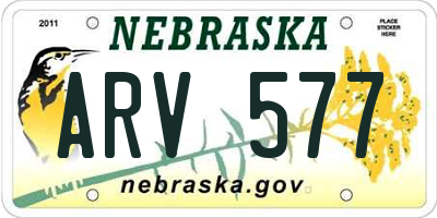 NE license plate ARV577
