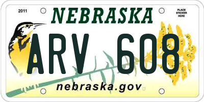 NE license plate ARV608