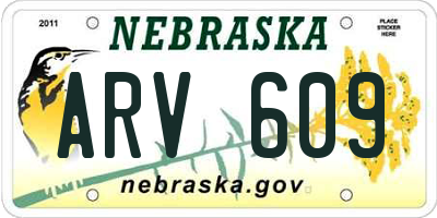 NE license plate ARV609