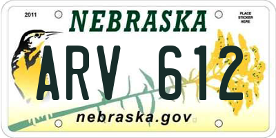 NE license plate ARV612