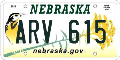 NE license plate ARV615