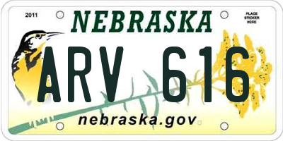 NE license plate ARV616