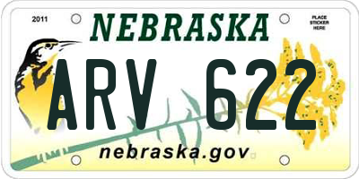 NE license plate ARV622