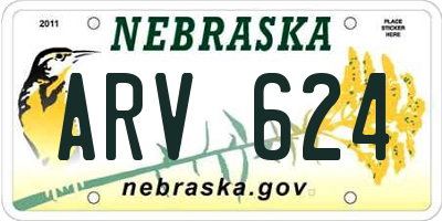 NE license plate ARV624