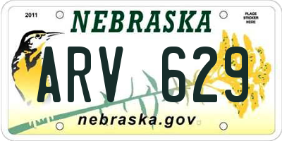 NE license plate ARV629