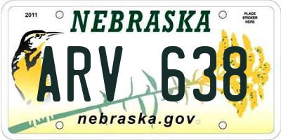 NE license plate ARV638