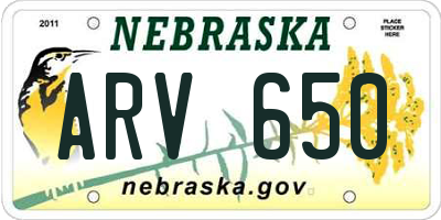 NE license plate ARV650