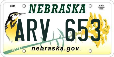 NE license plate ARV653