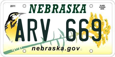 NE license plate ARV669