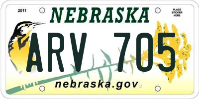 NE license plate ARV705