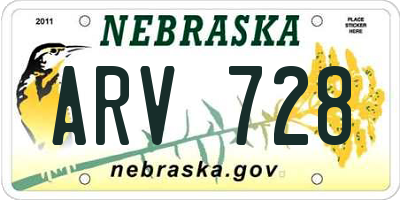 NE license plate ARV728