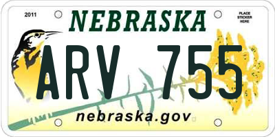 NE license plate ARV755