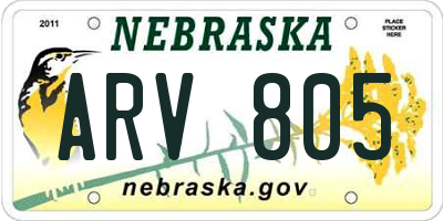 NE license plate ARV805