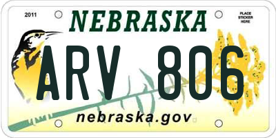 NE license plate ARV806