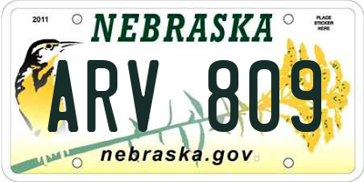 NE license plate ARV809