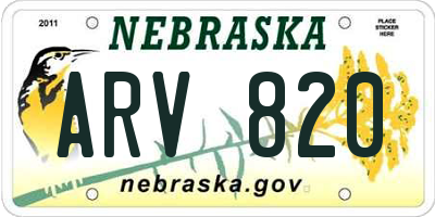 NE license plate ARV820